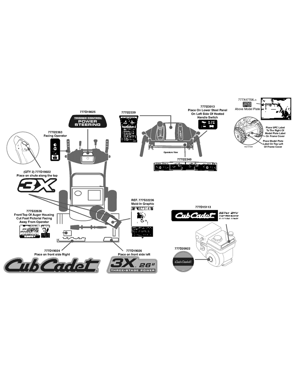 Label Map 31bh55ta756 Diagram and Parts List for 3X26-INCH31BH55TA (31BH55TA756)(2015) Cub Cadet Snow Blower